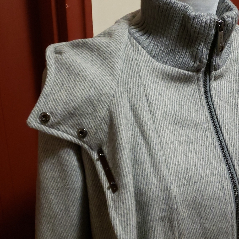 Calvin Klein Gray Coat Jacket With Hoodie SZ S - Picture 7 of 16